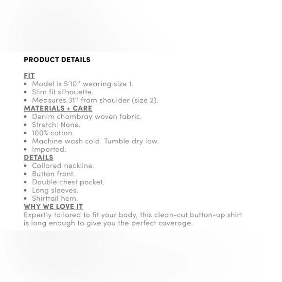 TORRID CHAMBRAY TAYLOR DENIM SHIRT - Picture 6 of 7